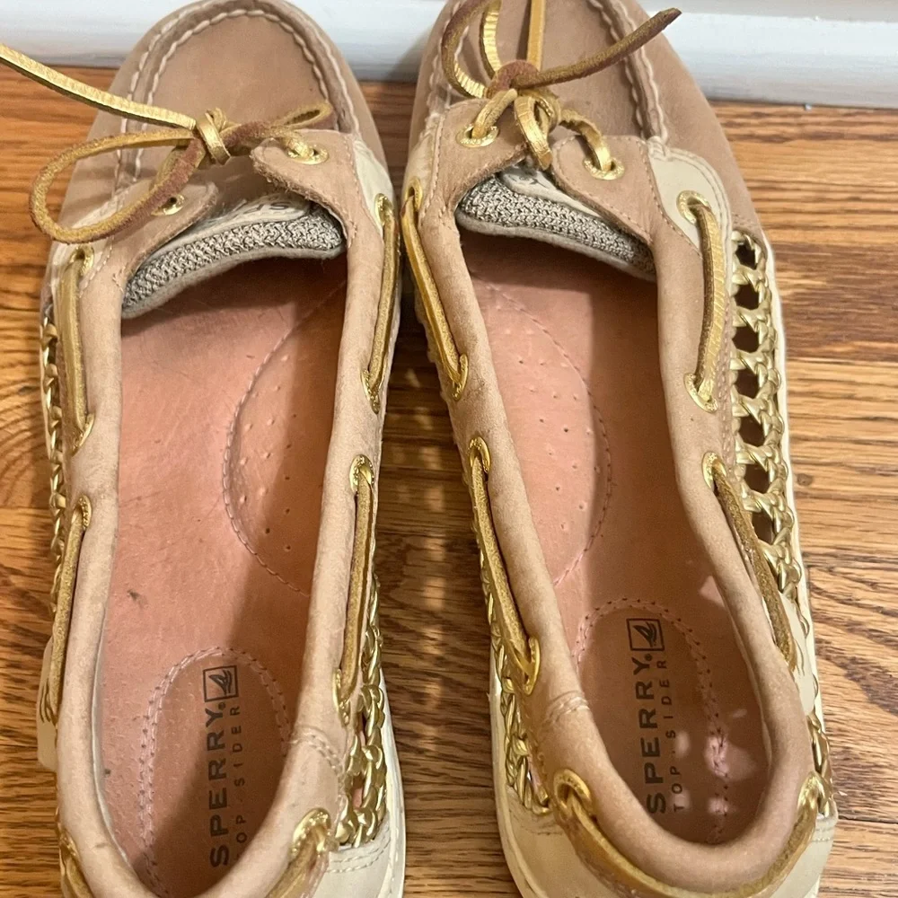 Sperry Top-Sider Angelfish Cane Leather Gold Beach Boat Deck Shoes Sz 7 #9432212